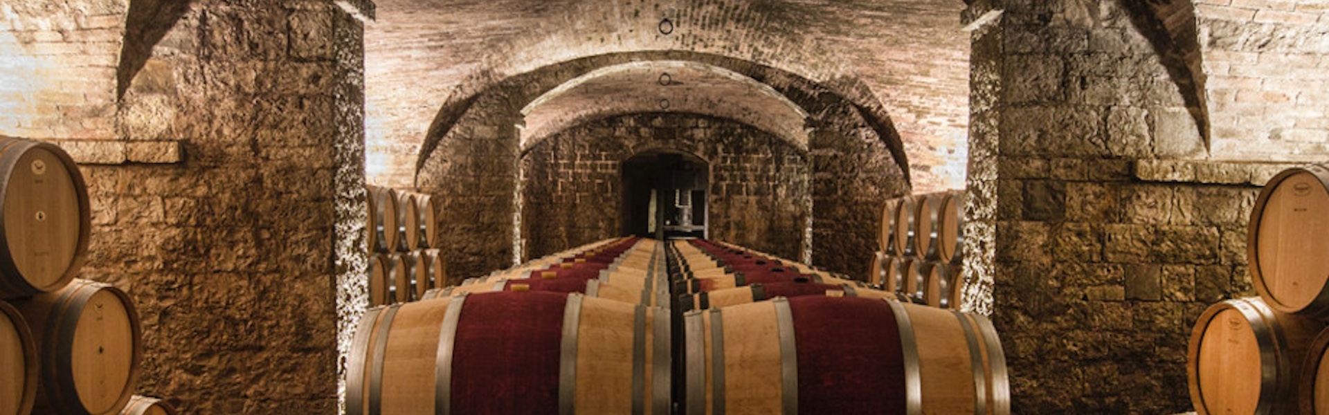 Wine barrels in a world-renowned Tuscan winery, symbolising Italian winemaking excellence.